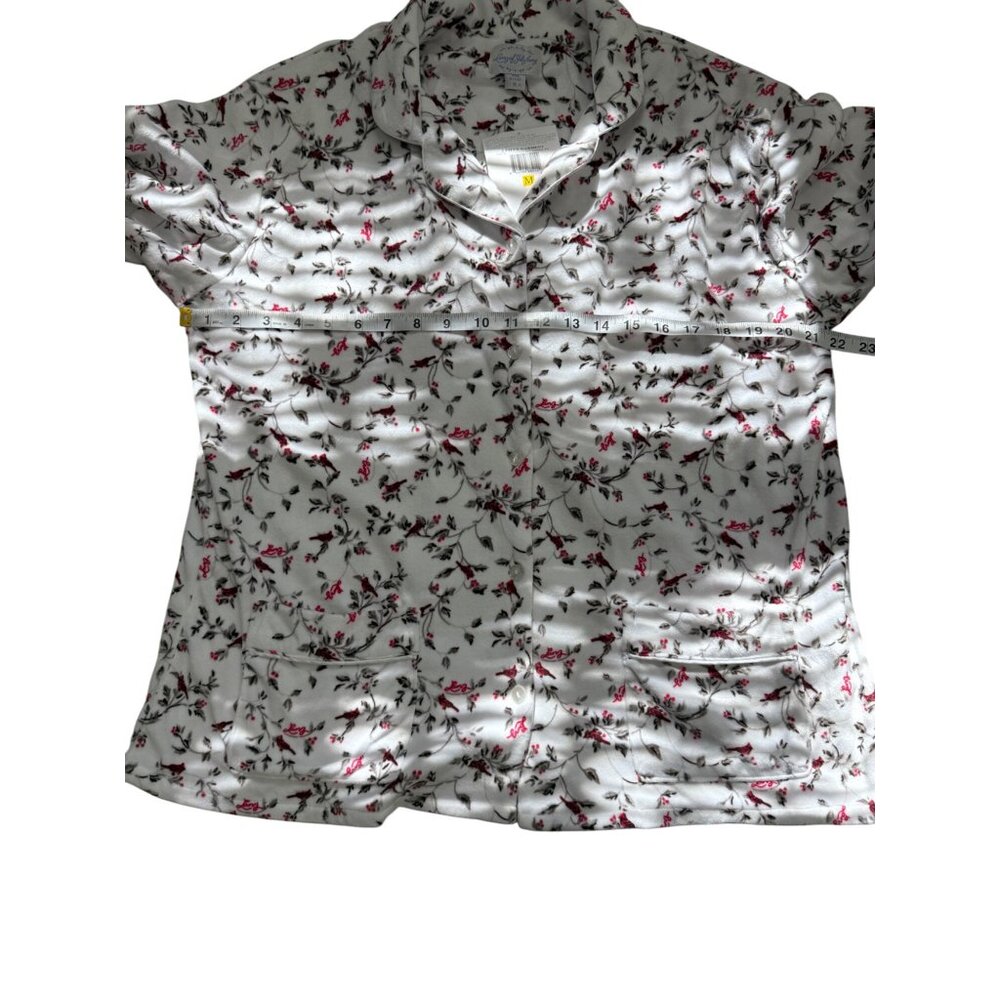Lanz Of Salzburg Womens Floral Button-Up Pajama Top Flannel Cardinal Size M NEW - Picture 6 of 7